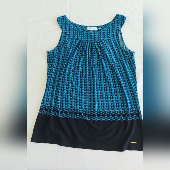 Calvin Klein Teal and Blue Geometric Sleeveless Camisole - Picture 4 of 5